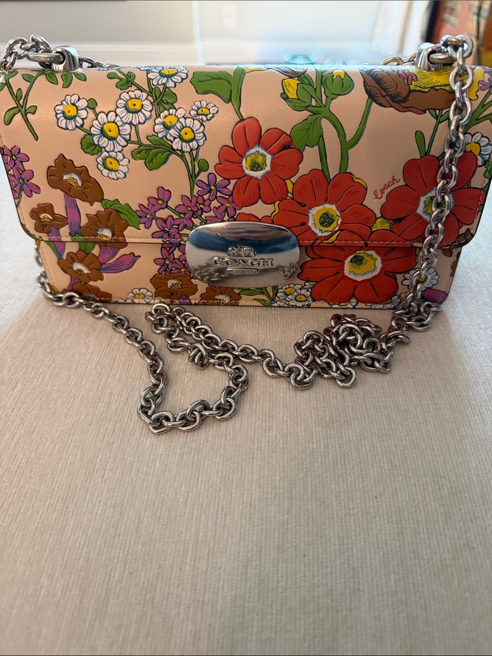 Coach Floral Multicolor Chain Shoulder Bag